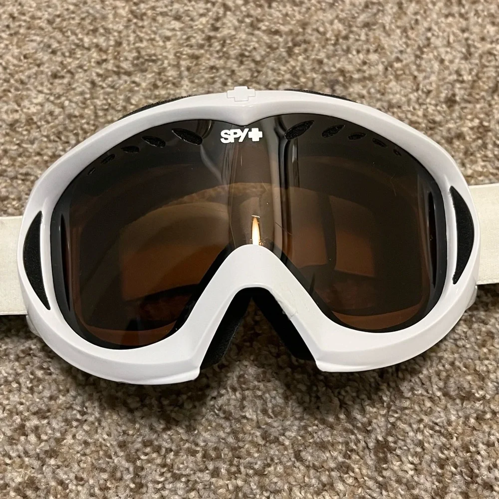 SPY White Ski Goggles with Brown/Tinted Lenses